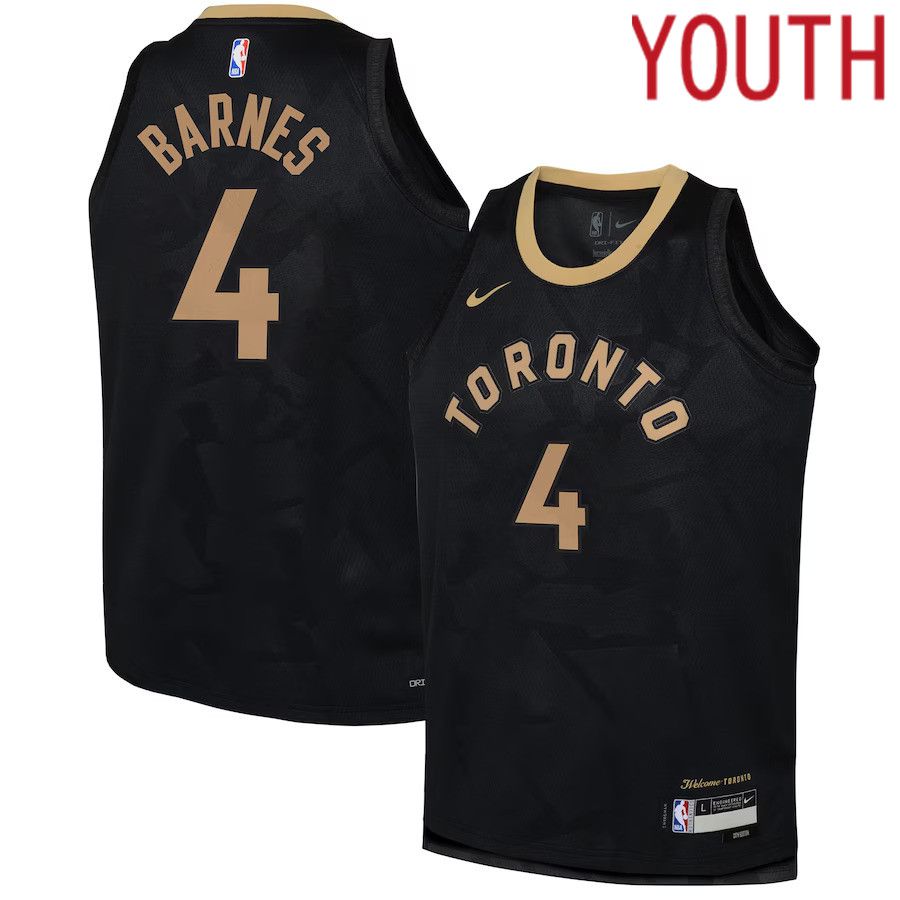 Youth Toronto Raptors 4 Scottie Barnes Nike Black City Edition 2022-23 Swingman NBA Jersey